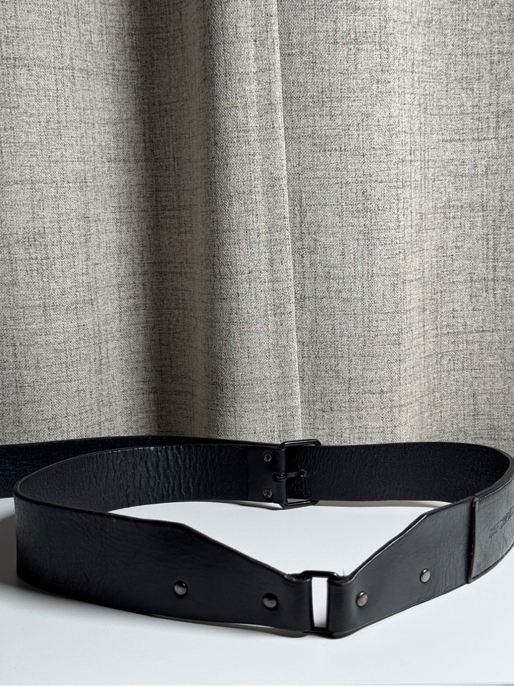 Raf Simons Wide Black Leather Belt Archive Design Riveted Panels